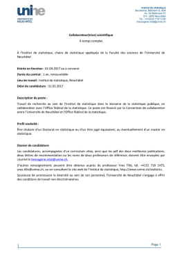 Collaborateur(trice) scientifique À temps complet À l`Institut de