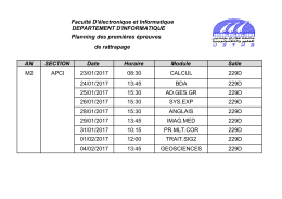 AN SECTION Date Horaire Module Salle Faculté D`électronique et