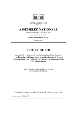 ASSEMBL&Eacute;E NATIONALE PROJET DE LOI
