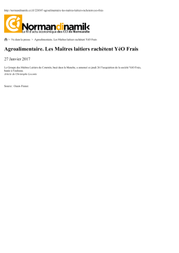 Agroalimentaire. Les Ma&icirc;tres laitiers rach&egrave;tent