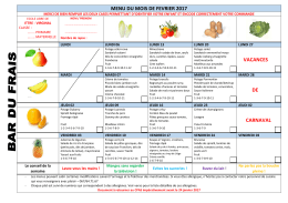 menu du mois de fevrier 2017 vacances de carnaval