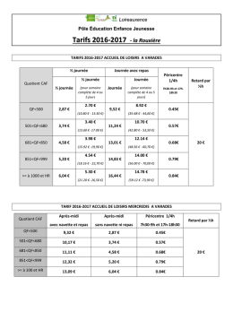 t&eacute;l&eacute;charger les tarifs des services Enfance Jeunesse