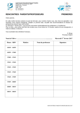 Fiche de rendez-vous 1&egrave;re - Lyc&eacute;e Fran&ccedil;ais International Georges