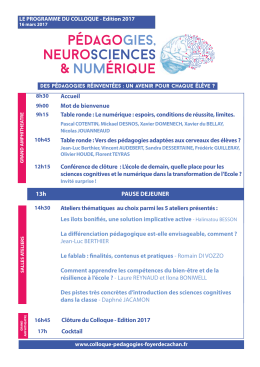 Le programme du colloque 2017 - Colloque Pédagogie