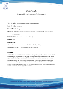 Offre d`emploi - F&eacute;d&eacute;ration Nationale de p&ecirc;che