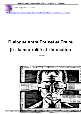 Dialogue entre Freinet et Freire (I) : la neutralité et l`éducation