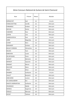 Résultats du concours de guitareLe Samedi 21 janvier a eu lieu le