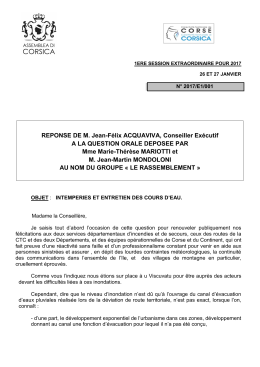 REPONSE DE M. Jean-Félix ACQUAVIVA, Conseiller Exécutif A LA