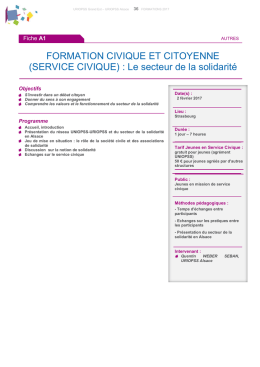 FORMATION CIVIQUE ET CITOYENNE (SERVICE CIVIQUE) : Le