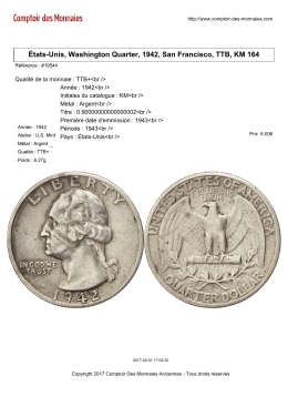 &Eacute;tats-Unis, Washington Quarter, 1942, San Francisco, TTB, KM 164