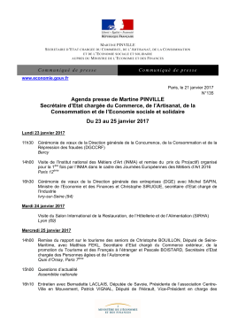 Agenda presse de Martine PINVILLE Secrétaire d`Etat chargée du