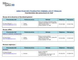 Liste des procureurs en chef - Directeur des poursuites criminelles