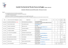 Comit&eacute; Territorial de l`Ile-de-France de Rugby- Saison 2016