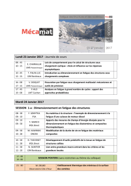 Lundi 23 Janvier 2017 : Journée de cours Mardi 24 Janvier 2017