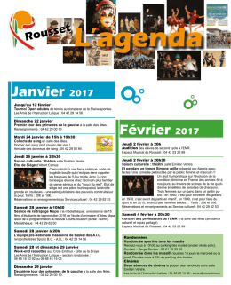 Agenda du 22 janvier au 8 mai 2017