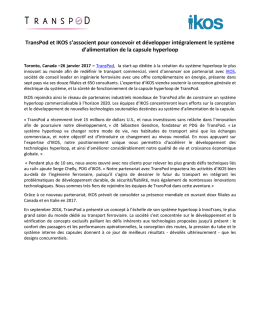 TransPod et IKOS s`associent pour concevoir et