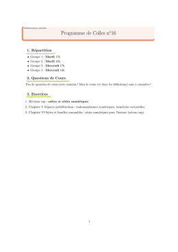 Programme de Colles n o16