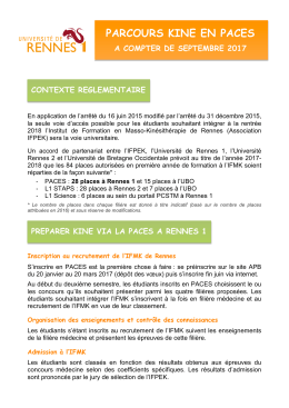 Plaquette PACES Kiné 2017-2018