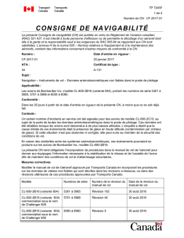 Consigne de navigabilité CF-2017-01 Navigation