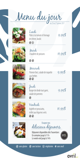 Menu de la semaine