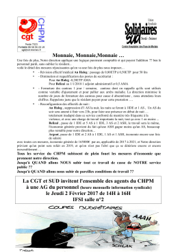 Monnaie, Monnaie,Monnaie … La CGT et SUD invitent l`ensemble