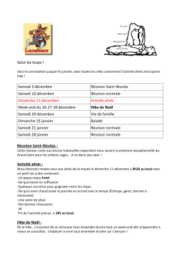 Samedi 3 d&eacute;cembre R&eacute;union Saint-Nicolas Samedi 10 d&eacute;cembre