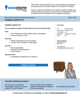 Installateur Sanitaire CFC - PDF de l`Annonce du
