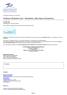 Conférence "My Biotech Tours" - Biosimilaires : Défis, Enjeux et