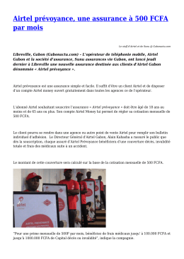 Airtel prévoyance, une assurance à 500 FCFA par mois