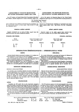 0 0 0 0 informations &eacute;pid&eacute;miologiques &mdash; epidemiological notes