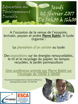 Education au D&eacute;veloppement Durable