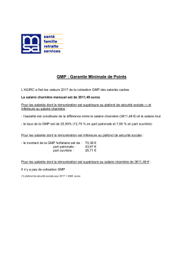 Valeur de la GMP pour 2017