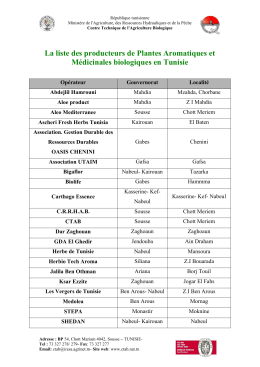 Liste des opérateurs des oliviers biologiques en Tunisie