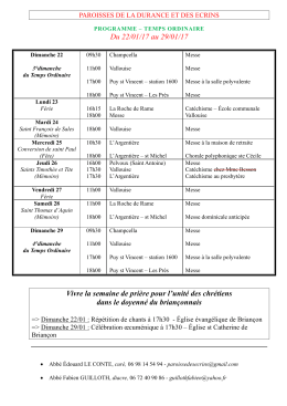 Programme imprimable en pdf - Horaire des Messes Vallouise, Puy