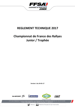 REGLEMENT TECHNIQUE 2017 Championnat de France