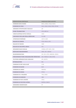 Principales prédispositions génétiques et principaux gènes