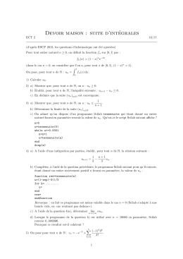 Devoir maison : suite d`intégrales