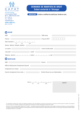 DEMANDE DE MAINTIEN DE DROIT Enfant scolarisé à l