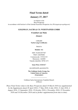 Final Terms dated January 27, 2017