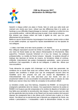 la d&eacute;claration du SNUipp au CSE.