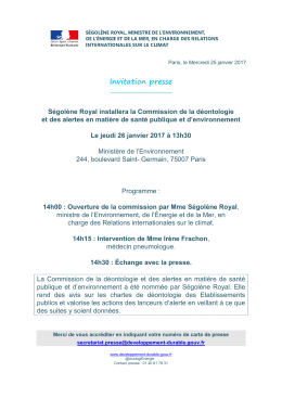 2017 01 25 Inv Presse Installat commiss déontologie Santé