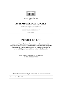 ASSEMBL&Eacute;E NATIONALE PROJET DE LOI