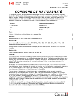 Consigne de navigabilité CF-2013-15R2 Hélices