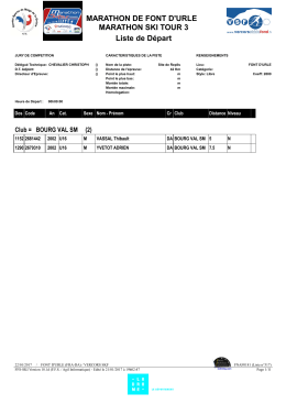 MARATHON DE FONT D`URLE MARATHON SKI TOUR 3 Liste de