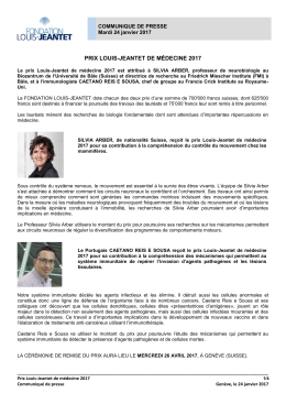 prix louis-jeantet de médecine 2017