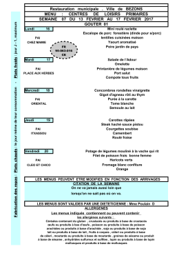 Restauration municipale . Ville de BEZONS MENU : CENTRES DE