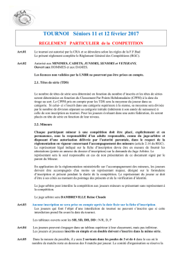 R&egrave;glement Tournoi Senior 2016-2017