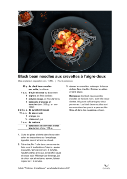 Black bean noodles aux crevettes &agrave; l`aigre-doux