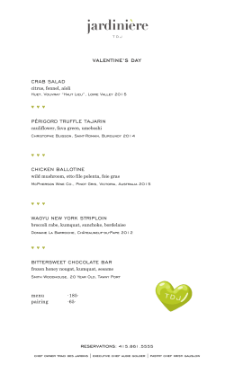 VALENTINE`S DAY reservations: 415.861.5555
