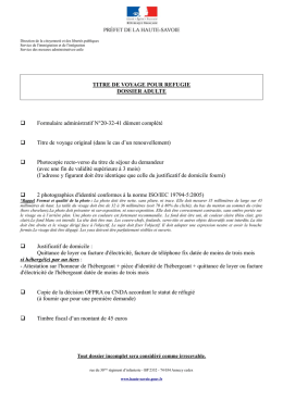 TITRE DE VOYAGE POUR REFUGIE DOSSIER - Haute